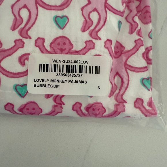 Roller Rabbit Lovely Pink Monkey Pajama 2 Piece Long Sleeve Long Pant Sleepwear - Picture 3 of 4